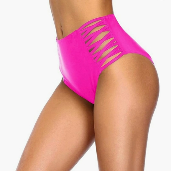 Holipick  High Waisted Bikini Bottom Full Coverage Strappy Swimsuit Bottom - Picture 2 of 5